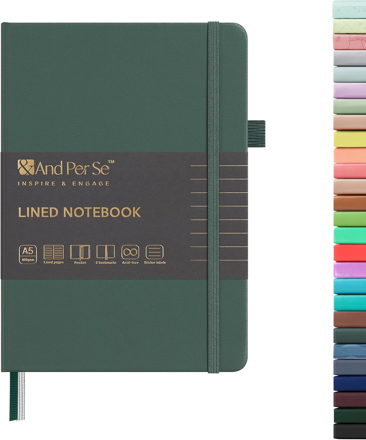 Lined Journal Notebook, 160 Pages, A5 5.7 x 8 inches College Ruled Thick Paper Notebook Journals for Writing, Hardcover Notebooks for Women Men Office School (1 Pack, Green)