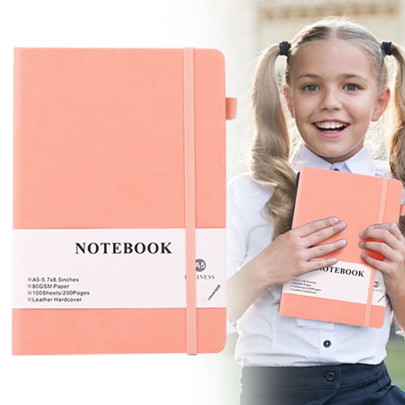 Lined Journal Notebook, 192 Numbered Pages, A5 Medium Size (5.7" x 8.3"), Pink