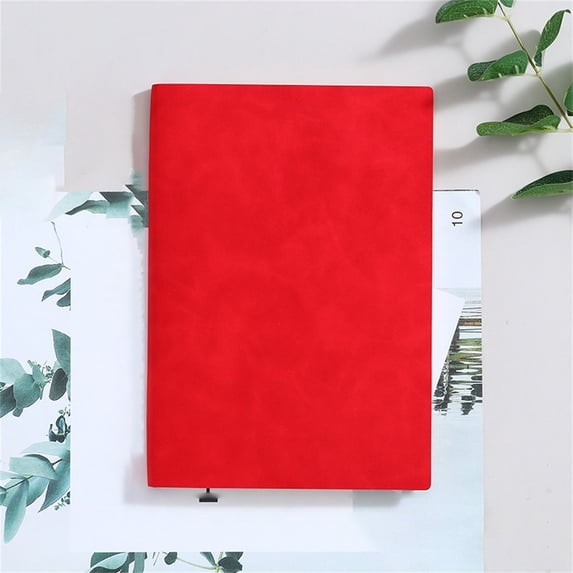 Lined Journal Notebook, 200 Numbered Pages per Pack, A5 Notebook 8.3" × 5.7", Leather Softcover, 100 GSM Thick Paper, for Writing, Work, School (Red)