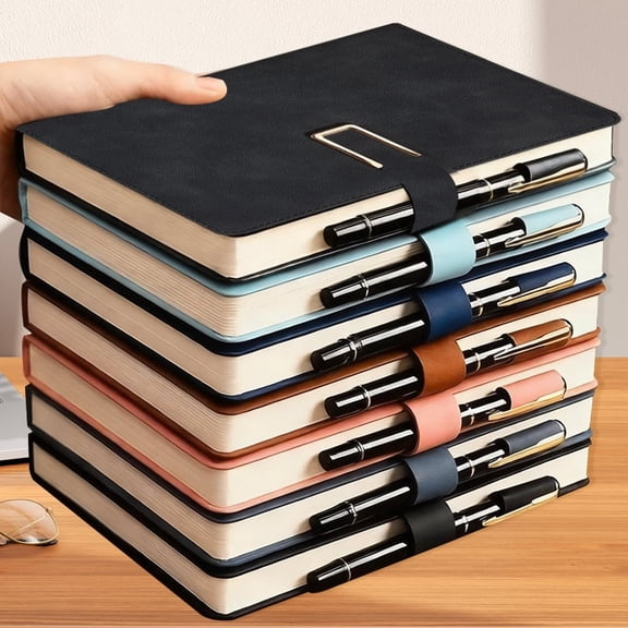 Lined Journal Notebook, 200 Pages A5 Hardcover Leather Journals for Writing, Travel, Business, Work, School, College Ruled Notebooks for Women Men for Note Taking,Diary Notepad 5.7"×8.3" (Black*1pc)