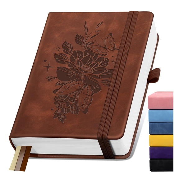 Lined Journal Notebook 365 Pages, A5 Leather Journals for Writing Women & Men, Hardcover Notebook with 100GSM Thick Paper, Daily Journal Notebook for Travel, Work, Note Taking, College Ruled