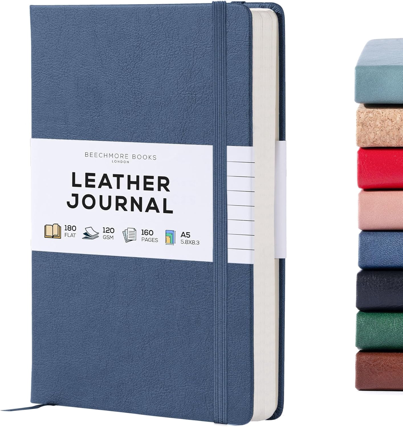 Lined Journal Notebook, 5.8 x 8.3 inch, A5 160 Lined Pages, Hardcover Leather Journals for Women, Men, Writing and Notebooks for Work - 120 GSM Thick Paper, Gifts Box Included
