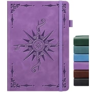 Lined Journal Notebook, A5 200 Pages Leather Journals For Writing Women & Men Travel,business,work & School,college Ruled Notebooks Hardcover Journaling Notebooks Daily Diary, 5.7'' X 8.3''-Purple