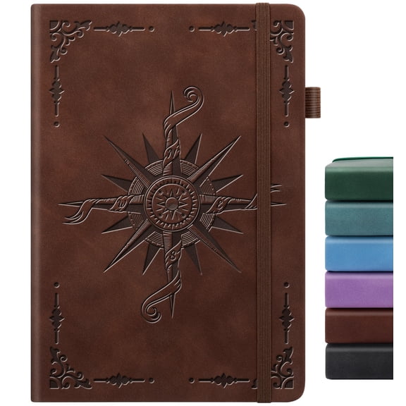 Lined Journal Notebook, A5 200 Pages Leather Journals For Writing Women & Men Travel,business,work & School,college Ruled Notebooks Hardcover Journaling Notebooks Daily Diary, 5.7'' X 8.3''-Brown