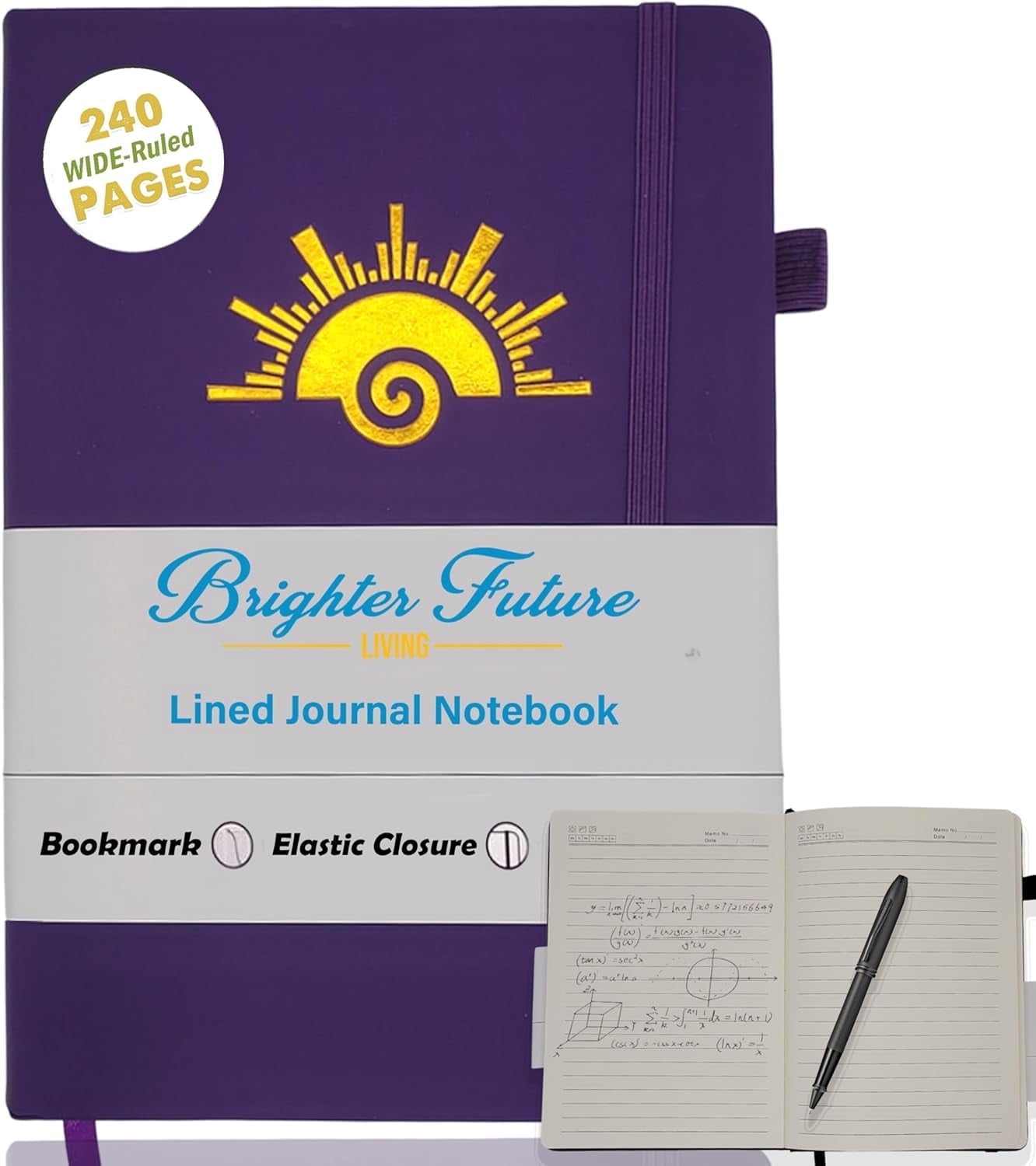 Lined Journal Notebook – A5 Faux Leather Hardcover | 240 Ruled Pages | Writing, Travel, Business, School | Journal for Women & Men – Great Gift for Every Occasion (Purple)