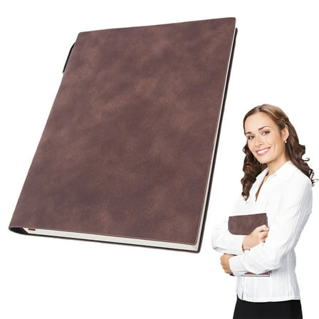 Lined Journal Notebook, Leather Hardcover Notebooks, A5 College Ruled Thick Classic with Pen Loop Notebook Journals for Writing, for Women Men Office School, 5.75'' X 8.38'', coffeee
