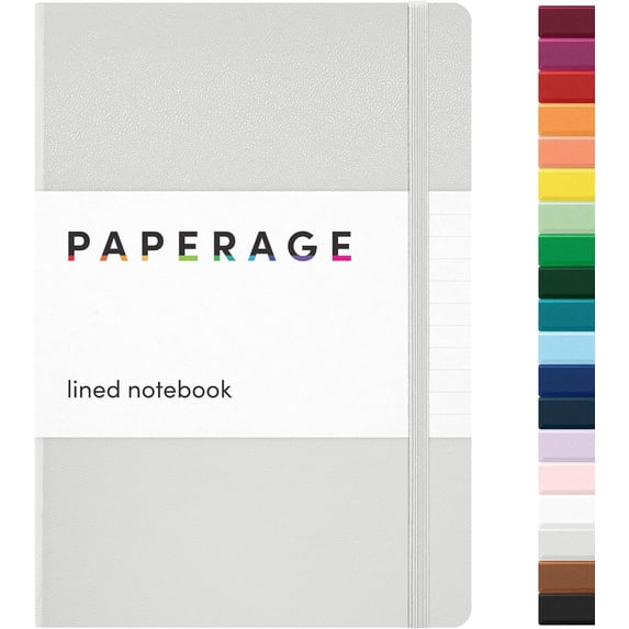 Lined Journal Notebook, (Light Grey), 160 Pages, Medium 5.6 in x 8 in - 100 GSM Thick Paper – Hardcover Journaling Notebook for Work, School & Note Taking
