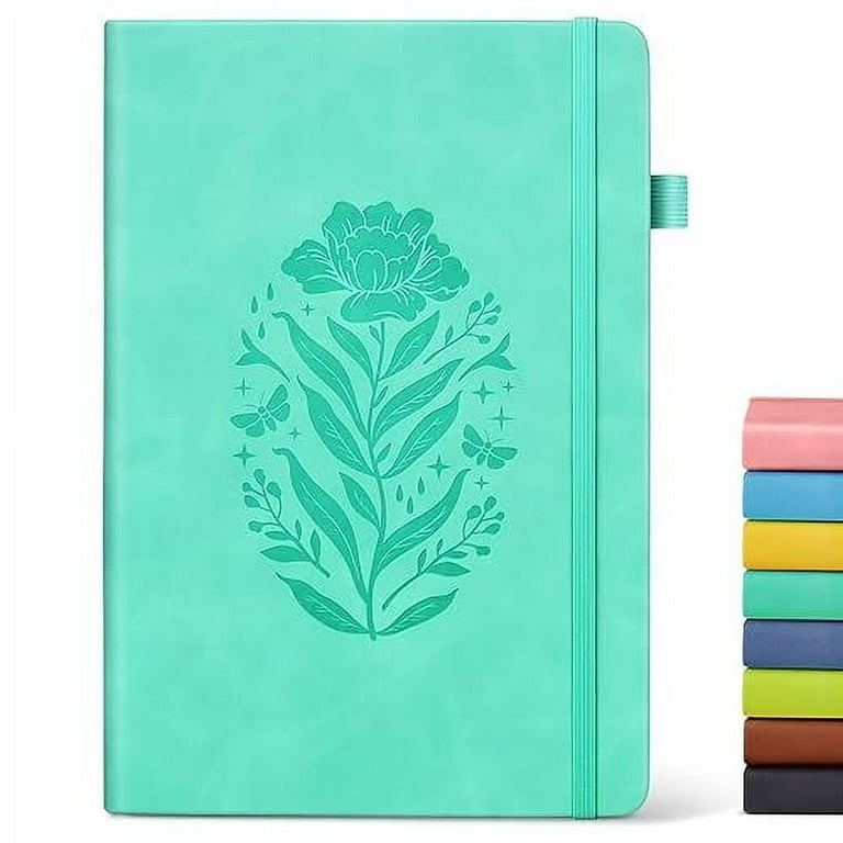 Lined Journal Notebook for Women, A5 Green Hardcover Leather