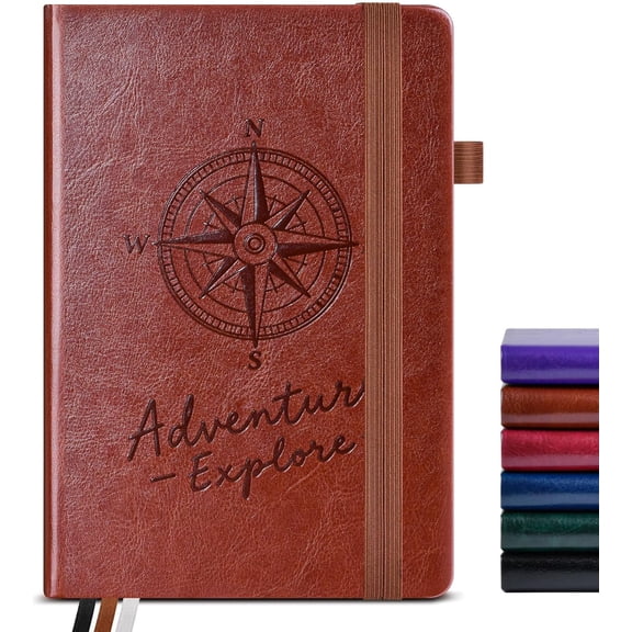 Lined Journal Notebook for Women Men, 160 Pages, A5 Hardcover Vintage Leather Journaling Notebooks for Work, School, Note Taking, Travel, Bible Study, Daily Diary for Writing 5.8"x8.5" (Brown)