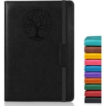 Lined Journal Notebook for Women Men,256 Pages A5 Hardcover Leather Journals for Writing,Travel,Business,Work,School,College Ruled Notebooks for Note Taking,Diary Notepad-Black