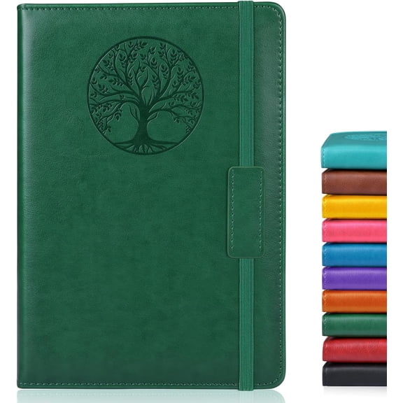Lined Journal Notebook for Women Men,256 Pages A5 Hardcover Leather Journals for Writing,Travel,Business,Work,School,College Ruled Notebooks for Note Taking,Diary Notepad-Green