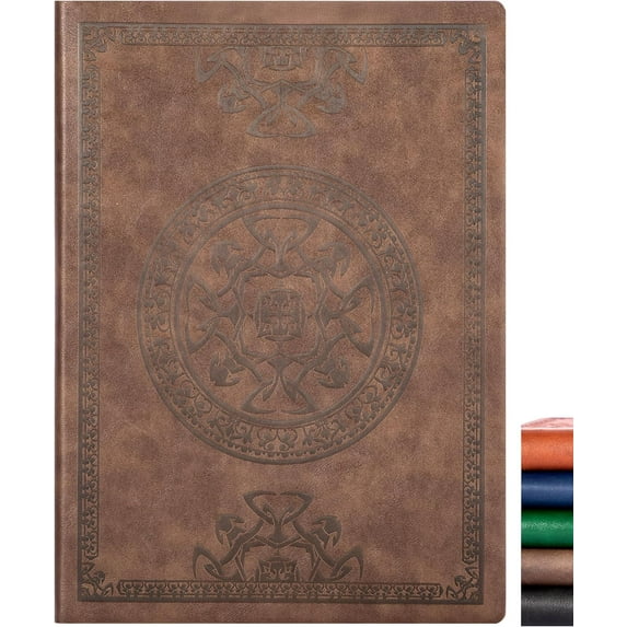 Lined Journal Notebook for Women Men, 300 Pages Soft Cover Notebook Leather Journals for Writing, 180 Lay Flat Vintage Mens Journal Personal Diary 8.5"×11", Dark Brown