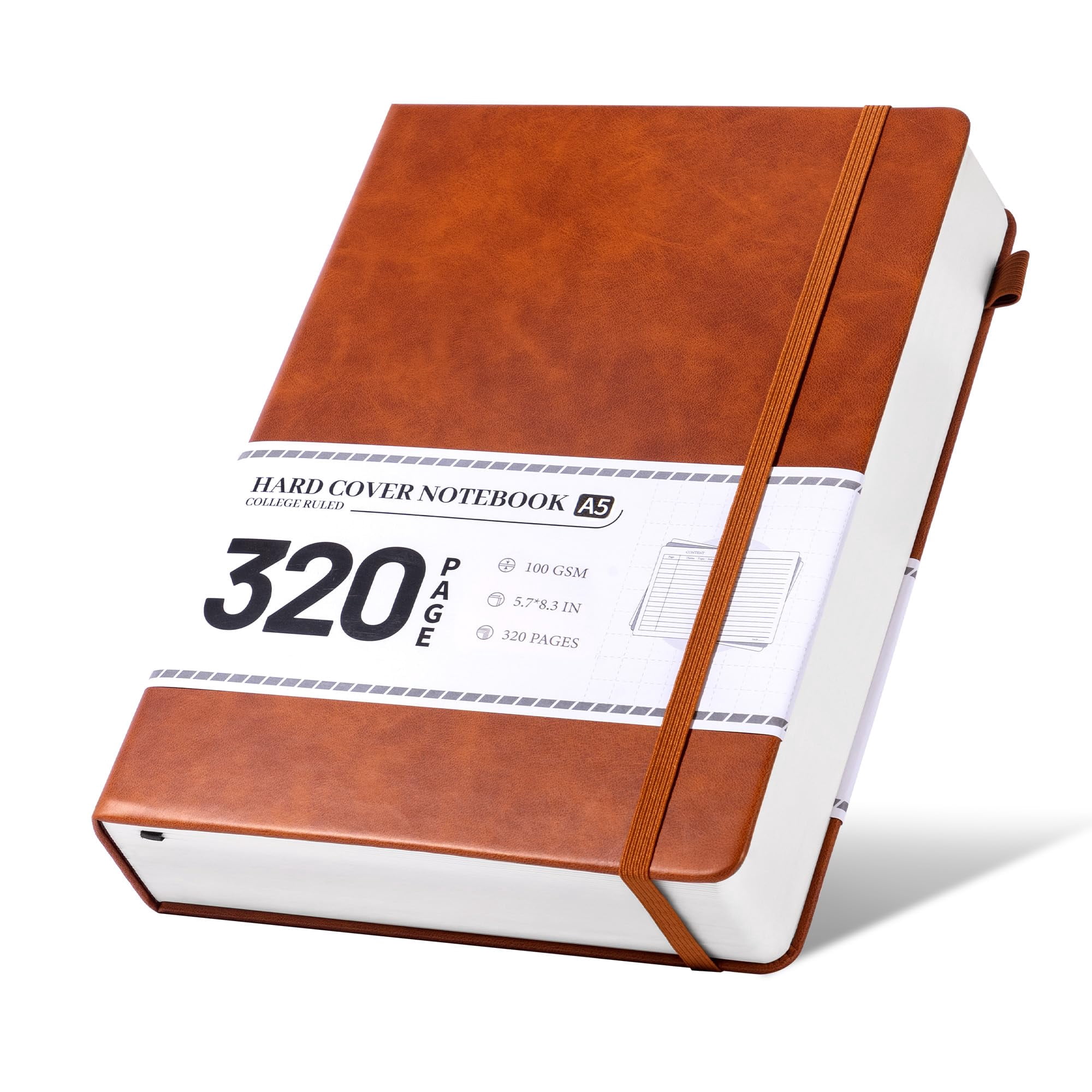 Lined Journal Notebook for Women Men 320 Pages 100 Gsm Paper Thick Journaling Notebooks A5 Leather Journals for Writing Hardcover Journal Supplies for Work Note Taking Diary, 5.7x8.3 In, Green
