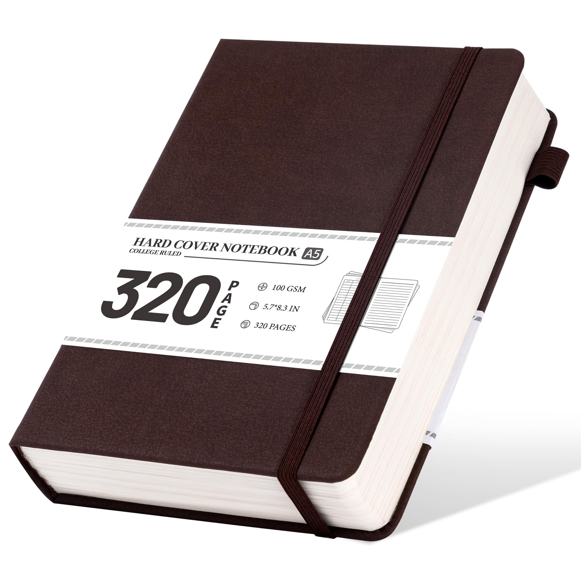 Lined Journal Notebook for Women Men 320 Pages 100 Gsm Paper Thick Journaling Notebooks A5 Leather Journals for Writing Hardcover Journal Supplies for Work Note Taking Diary, 5.7x8.3 In, Green