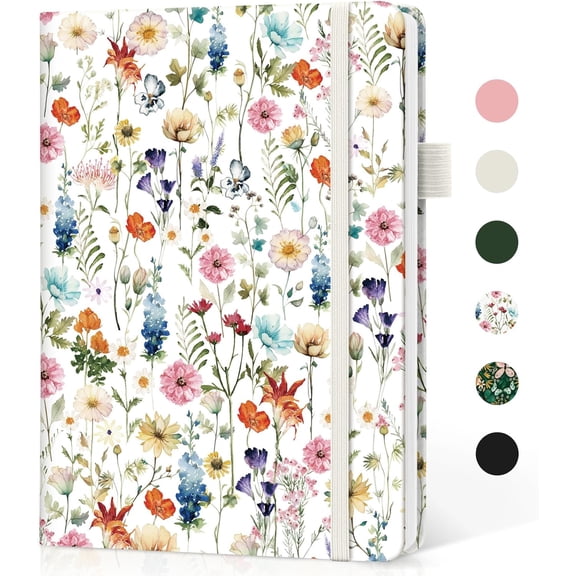 Lined Journal Notebook for Women & Men, Hardcover Leather Journal for writing, A5 College Ruled Notebook for Work & Note Taking, Perfect for Office School Home Supplies, 160 Pages, Garden