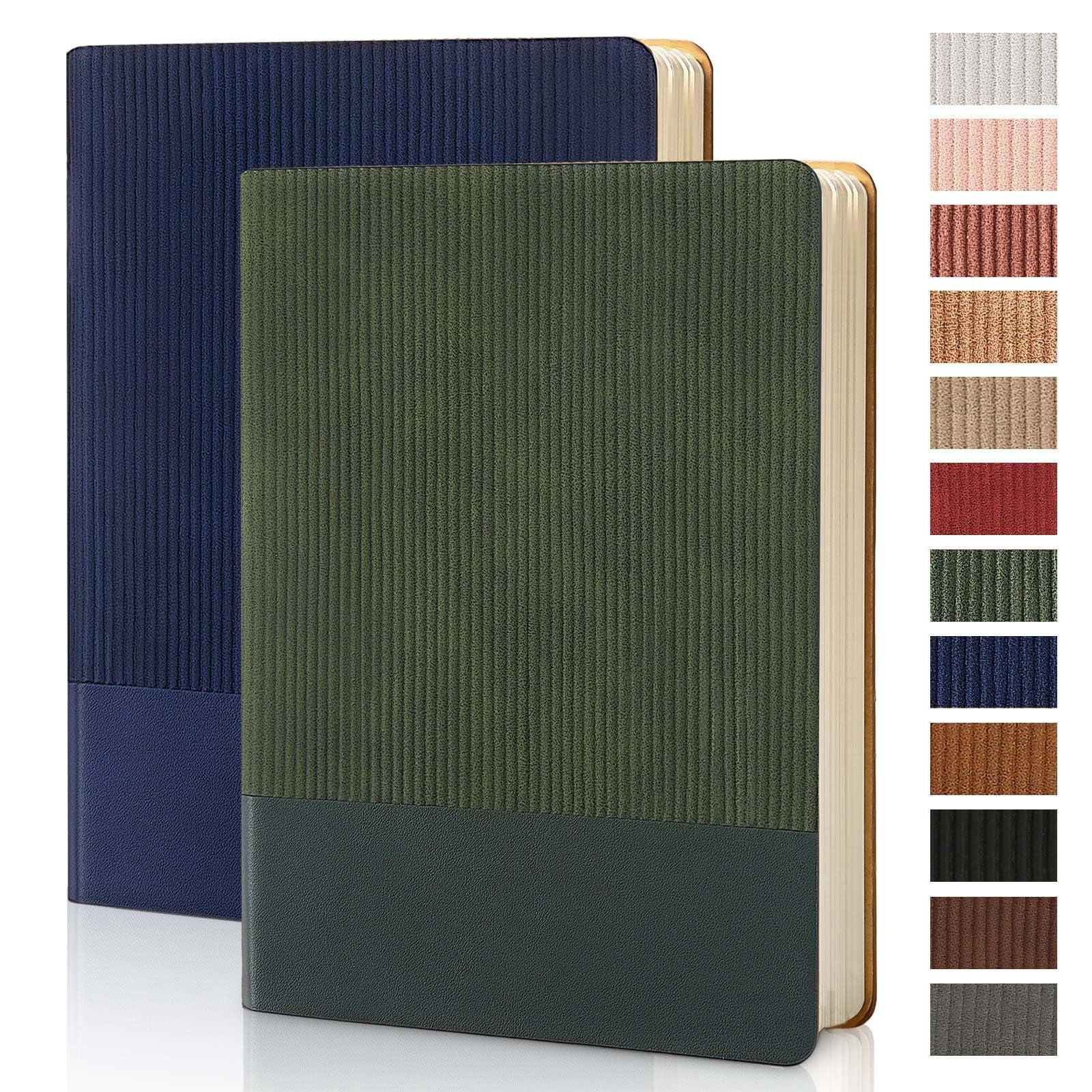 Lined Journal Notebook For Work College Ruled Note Book 5.79"x8.27" A5 Pu Leather Daily Journaling 216 Pages Women Men Writing Home School Supplies Business (a5 216pages  2 Pack-darkblue/darkgreen)