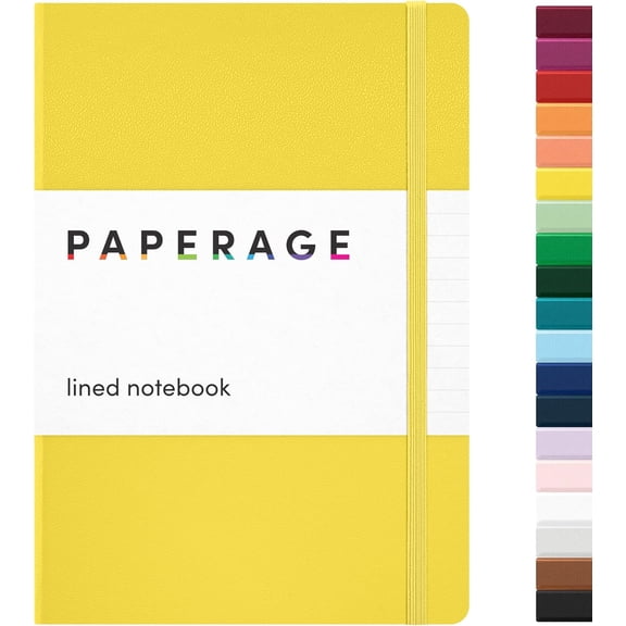 Lined Journal Notebook, (Yellow), 160 Pages, Medium 5.6 in x 8 in - 100 GSM Thick Paper – Hardcover Journaling Notebook for Work, School & Note Taking
