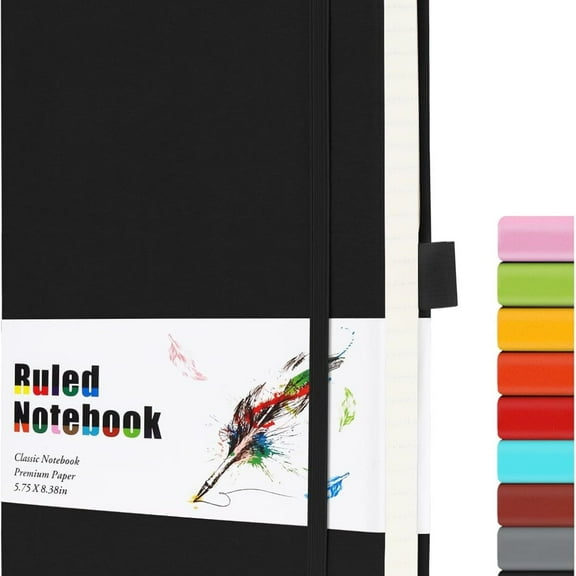 Lined Journal Notebook with Thick Paper, College Ruled Notebook with Pen Loop,Hardcover,Inner Pocket