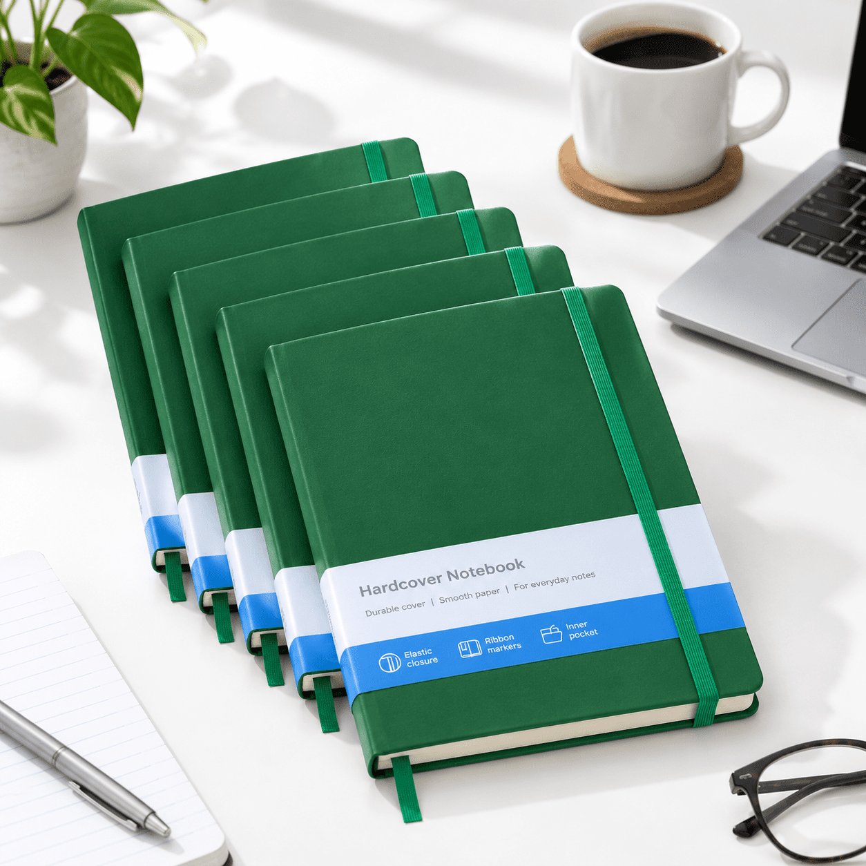 Jorunal Notebook Lined Journal Notebooks 6 Pack Green 160 Pages A5 Size Hardcover for ...