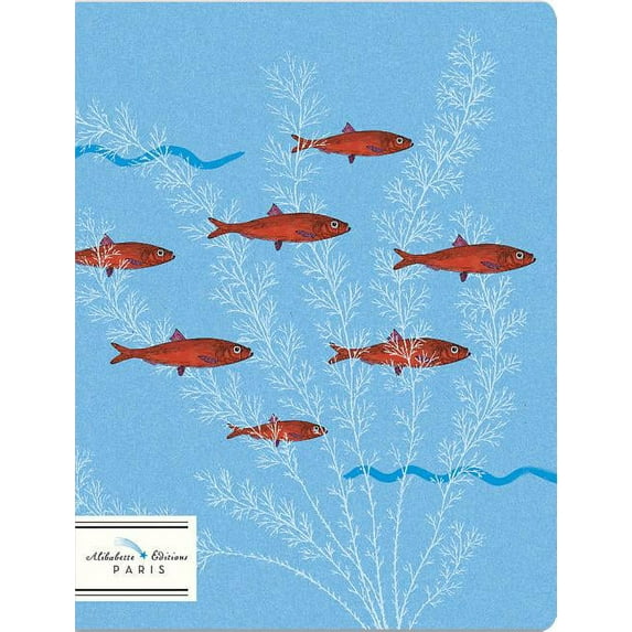 Lined Journals - Linen Stitched Binding, Rounded Corners: Les Poissons Rouges (Red Fish, Blue Ocean): Red Fish Swimming in the Ocean (Hardcover)
