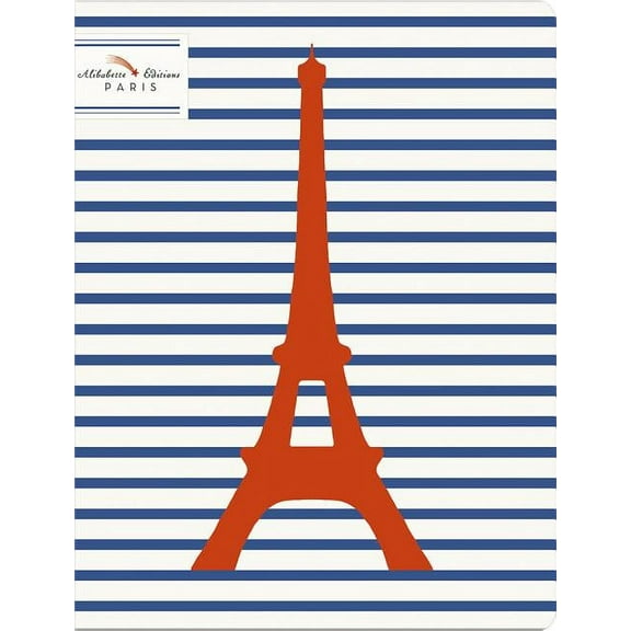 Lined Journals - Linen Stitched Binding, Rounded Corners: Matelot Eiffel: Eiffel Tower with Blue Stripes & Red Stitching (Hardcover)