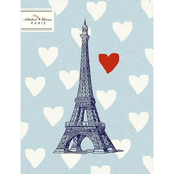 Lined Journals - Linen Stitched Binding, Rounded Corners: Mister Eiffel : Eiffel Tower with Floating Hearts (Hardcover)