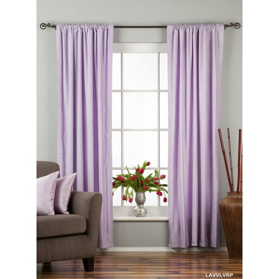 Lined-Lavender Rod Pocket Velvet Cafe Curtain / Drape - 43W x 36L - Piece