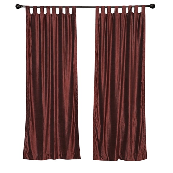 Lined-Luxury Wine Velvet Tab TopCurtain with matching tieback-60Wx63L-Piece