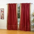 thumbnail image 1 of Lined-Maroon Rod Pocket  Sheer Sari Curtain / Drape  - 80W x 96L - Piece, 1 of 4