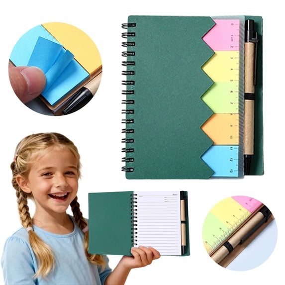 Lined Notebook with Pen & Colorful Sticky Tabs,Small Pocket Journal with Divider Tabs Portable Writing Notepad for Business and classroom supplies, 2026 New