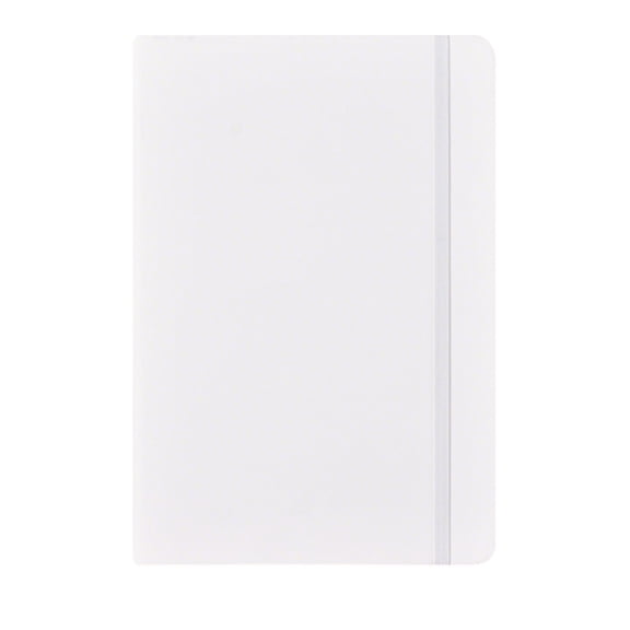 Lined Notebook for Plan Writing, Journal Leather Hardcover 80 Sheets/160 Pages Thick Paper for Working Note-taking, A5 Medium Size Notepad with Elastic Band for Sketching, 1Pc(White,8.2x5.7")
