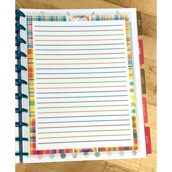 Lined Notes Lists Plaid Two Sided Dashboard For Use With The Big Happy Planner