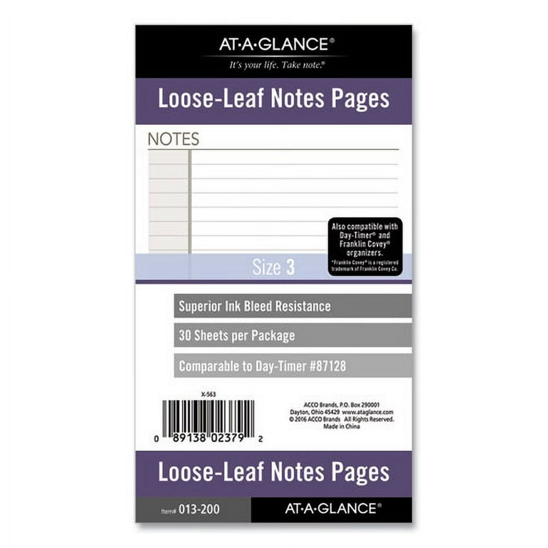Lined Notes Pages for Planners/Organizers, 6.75 x 3.75, White Sheets, Undated Lined Notes Pages for Planners/Organizers, 6.75 x 3.75, White Sheets, Undated