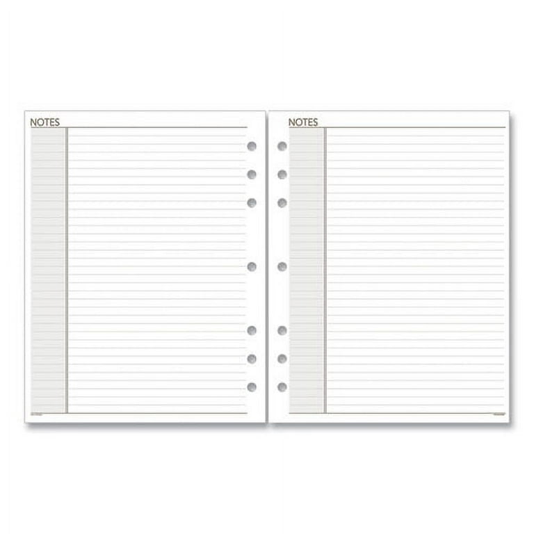 Lined Notes Pages for Planners/Organizers, 8.5 x 5.5, White Sheets, Undated Lined Notes Pages for Planners/Organizers, 8.5 x 5.5, White Sheets, Undated