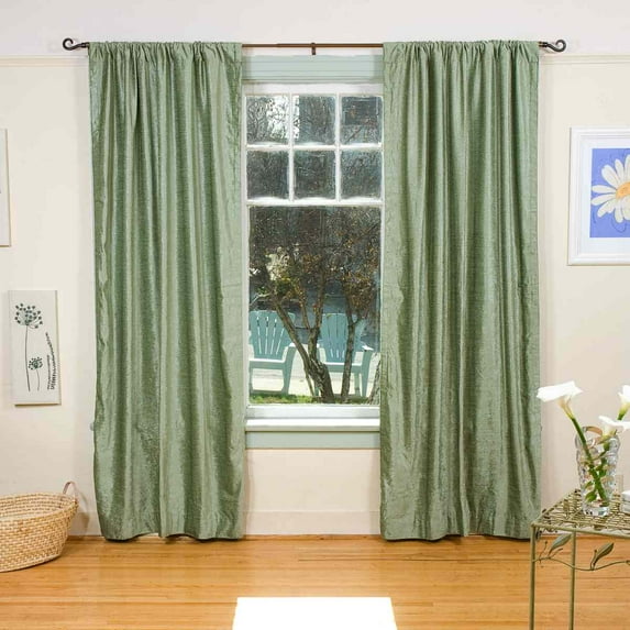 Lined-Olive Green Rod Pocket Velvet Curtain / Drape - 80W x 120L - Piece