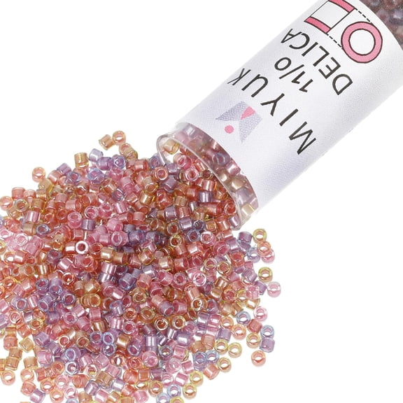 Miyuki Delica Seed Beads – Size 11/0 (1.6 mm), DB0982, Purple/Salmon Mix, 7.2g, Approx. 1440 Beads