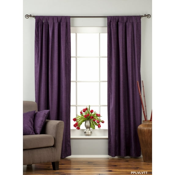 Lined-Purple Tab Top Velvet Curtain / Drape / Panel - 80W x 96L - Piece