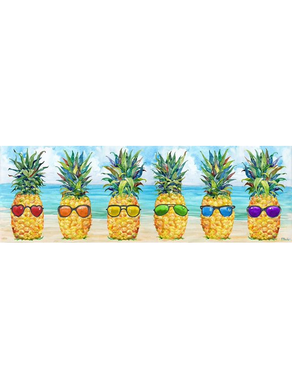 Lined Rainbow Beach Pineapples Poster Print - Paul Brent (36 x 12)