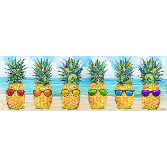 Lined Rainbow Beach Pineapples Poster Print - Paul Brent (36 x 12)
