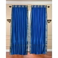 thumbnail image 1 of Lined Ring Top Sari Curtains 43" W X 24" L matching tiebacks- Handcrafted Blue Indian Drapes Unlined for light & airy ambience Perfect for Living/Bedroom/Dining Room Sold in Pairs, 1 of 6