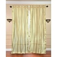 thumbnail image 1 of Lined Ring Top Sari Curtains 43" W X 24" L matching tiebacks- Handcrafted Cream Indian Drapes with Lining, Offering Privacy and Insulation for Living Room/Bedroom/Dining Room, Sold in Pairs, 1 of 6