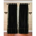 thumbnail image 1 of Lined Ring Top Sari Curtains 43"W x 63"L matching tiebacks- Handcrafted Black Indian Drapes with Lining, Offering Privacy and Insulation for Living Room/Bedroom/Dining Room, Sold in Pairs, 1 of 6