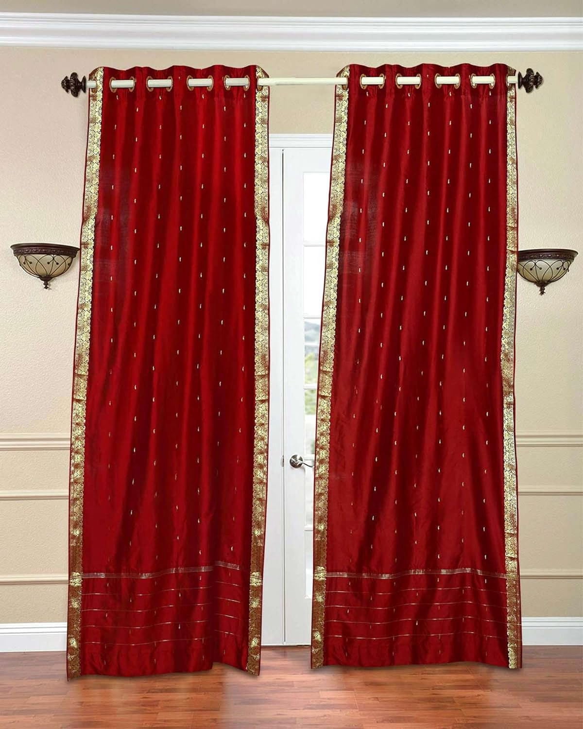 Lined Ring Top Sari Curtains 80