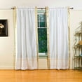 thumbnail image 1 of Lined Rod Pocket Sari Curtains 80" W x 120" L matching tieback Handcrafted White Indian Drapes with Lining Offering Privacy and Insulation Perfect for Living/Bedroom/Dining Room Sold in Pair, 1 of 5