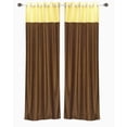 thumbnail image 1 of Lined-Signature Brown and Yellow ring top velvet Curtain Panel-43Wx120L-Piece, 1 of 2