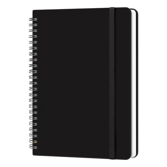 Lined Spiral Journal Notebook,140 Pages,College Ruled Hardcover Notebook, A5 Lined Spiral Notebook with Elastic Bands,Small Spiral Notebooks for Work, Note Taking, Journaling, Writing,(Black,6x8 in)