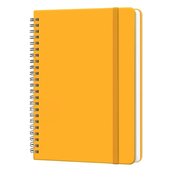 Lined Spiral Journal Notebook,140 Pages,College Ruled Hardcover Notebook, A5 Lined Spiral Notebook with Elastic Bands,Small Spiral Notebooks for Work, Note Taking, Journaling, Writing,(Yellow,6x8 in)