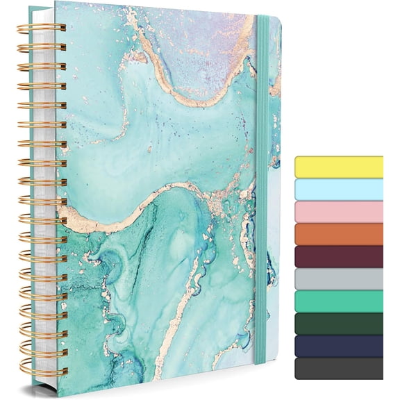 Lined Spiral Journal Notebook with 300 Numbered Pages, B5 College Ruled Thick Journals for Writing with 100GSM Paper, Hardcover Notebooks with Contents for Work, School, Women, Soft Green