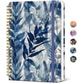 thumbnail image 1 of Lined Spiral Journal Notebook for Women, A5 College Ruled Journals for Writing, Hardcover Notebooks for Work, Note taking and Office School Supplies,140 Pages - Blue Leaves, 1 of 7