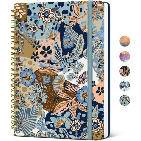 Lined Spiral Journal Notebook for Women, A5 College Ruled Journals for Writing, Hardcover Notebooks for Work, Note taking and Office School Supplies,140 Pages - Lineage Floral